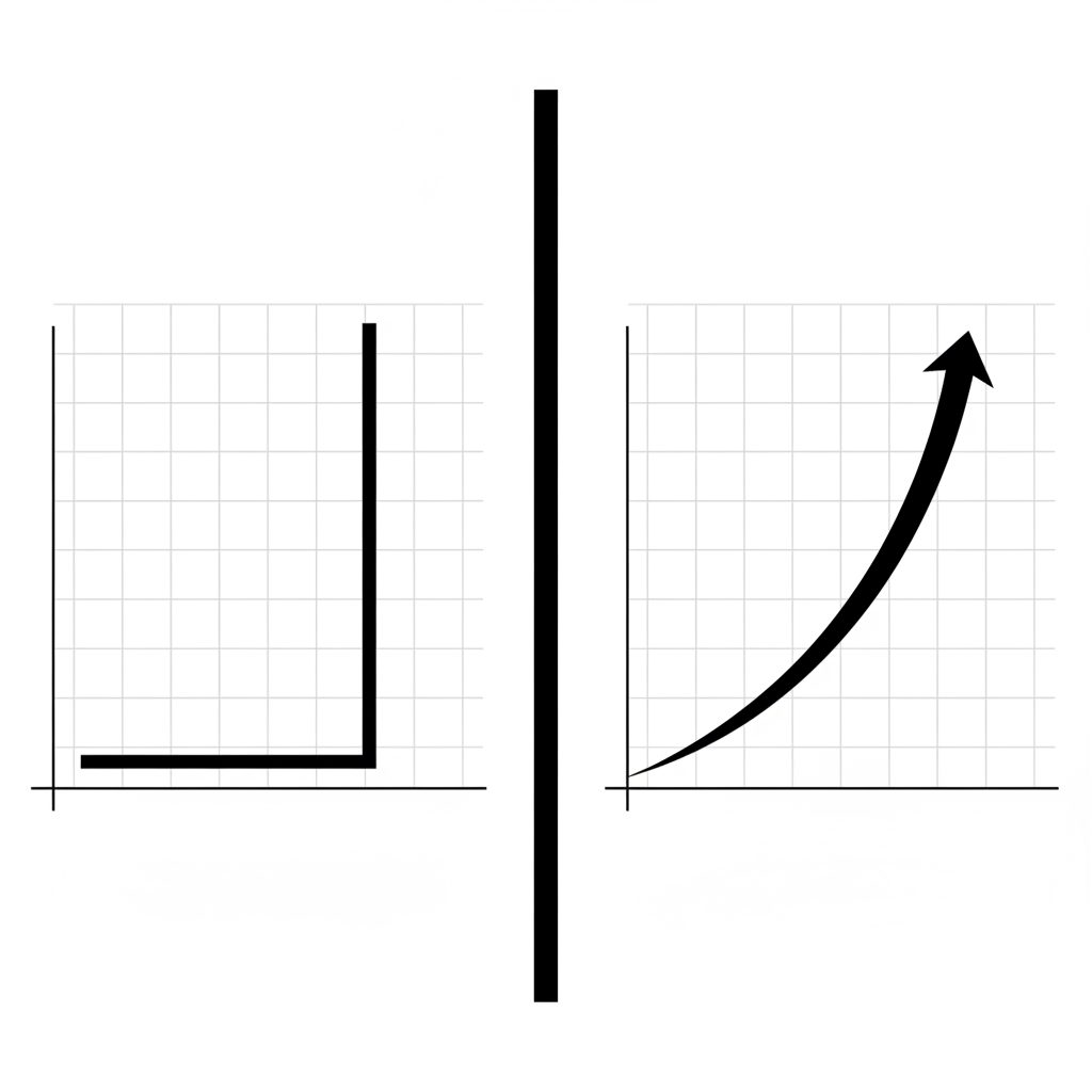 A diagram comparing two growth graphs. The first, labeled 'Instant Delivery,' shows a vertical spike in followers. The second, labeled 'Drip-Feed Delivery,' shows a gradual, curved upward trend over time.
