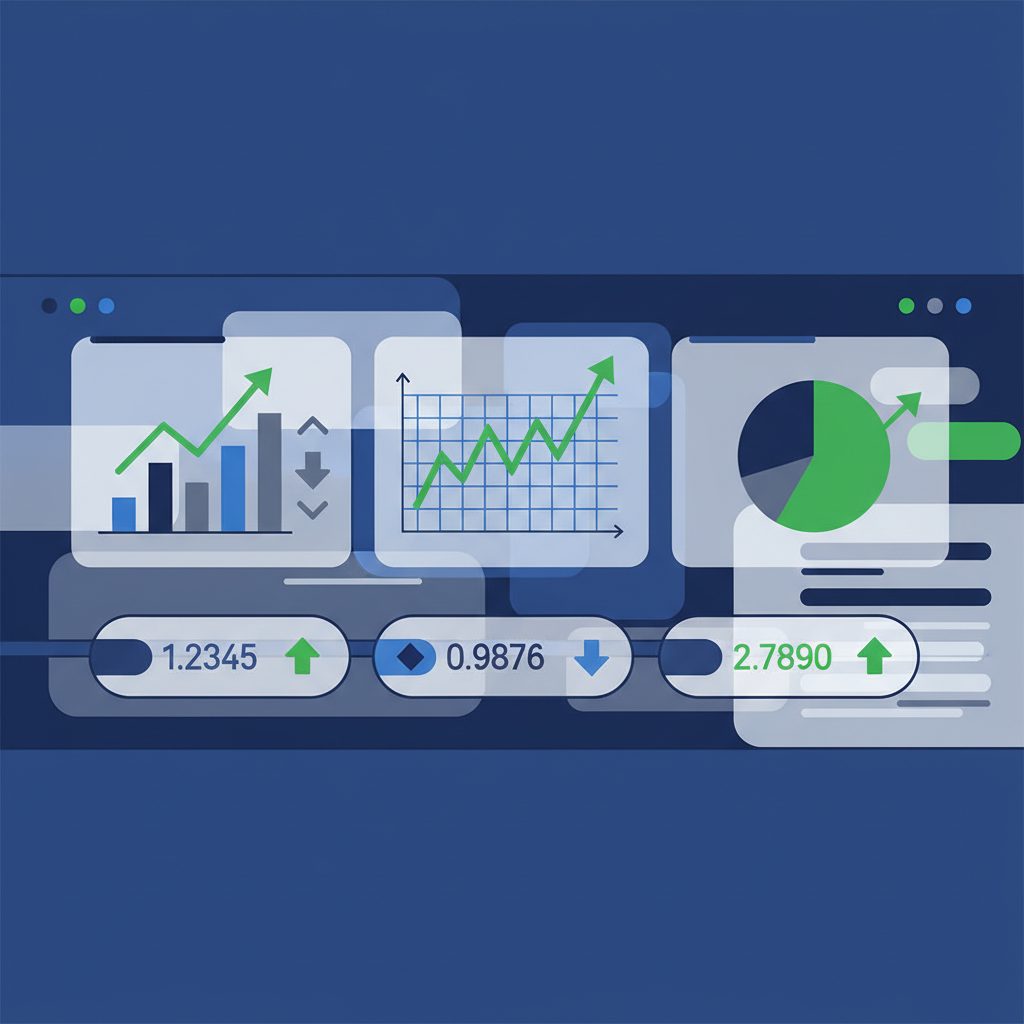 An abstract illustration of a digital dashboard comparing prices and performance metrics, representing an SMM price index tool.